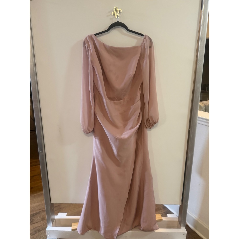 Wear Your Love Dusty Rose Pink Long Sleeve Maxi Formal Gown Dress size large